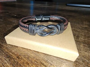 Gift Infinity Bracelet for Men Husband 6.5 Inch Bracelet Love You Forever - Picture 1 of 4