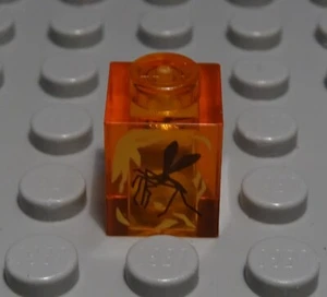 Lego Stein 1x1 Transparent Orange mit Dekor aus Jurassic World - Picture 1 of 1