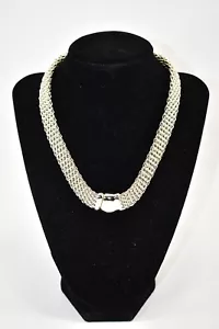 COLLANA MAGNETICA VINTAGE A RETE TONO ARGENTO E COPPIA DI ORECCHINI NAPIER IN ARGENTO - Foto 1 di 6