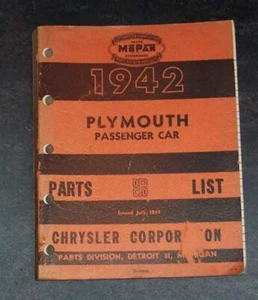 1942 Plymouth Parts List - Imagen 1 de 1