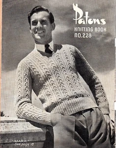Chalecos cárdigans para hombre n.o 228 libro de patrones de tejido Patons de la década de 1950 - Imagen 1 de 2