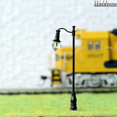 5 x Model Railway Train Lamp Post Street Lights HO OO Scale LEDs +Resistor #QF09 - Image 1 of 2