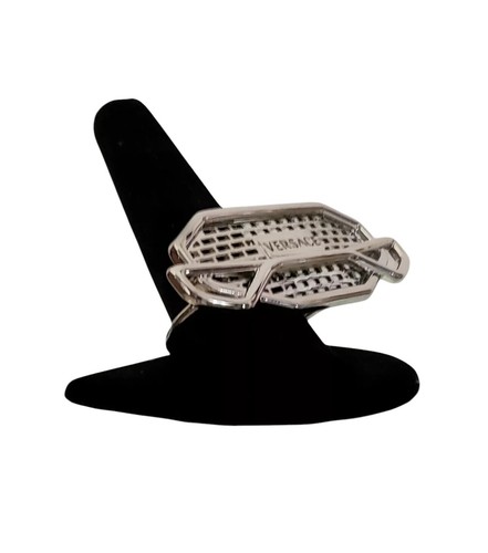 Anello due dita placcato argento Versace S S 2020 misura 11