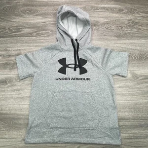 Under Armour Hoodie Womens Small Gray Rival Fleece Short Sleeve Athletic Gym - Picture 1 of 11