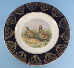 Crown Ducal Cobalt & Gold Game Bird Dinner Plate 10 1/2" England Great Condition - Picture 1 of 4