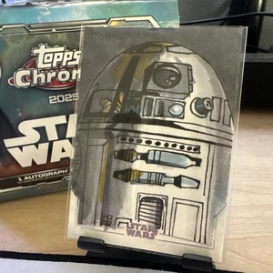 R2-D2 2025 Topps Chrome Star Wars Silver Foil 1/1 Sketch Dwayne Carpenter - Picture 1 of 2
