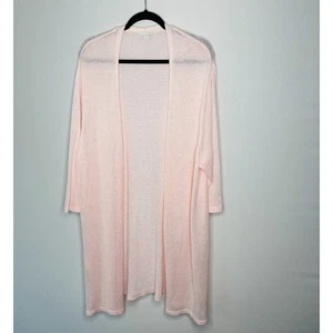 J. Jill Womens Plus Size 4X Pink Knit Linen Blend Open Front Duster Cardigan - Picture 1 of 8