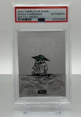 2024 Topps Star Wars Chrome Grogu Sketch By Basak Kahraman PSA Authentic - Image 1 of 2