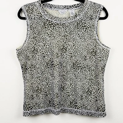 Top sin mangas Laura Ashley Petite PL estampado animal marrón blanco forrado de nailon Foto 1 de 4