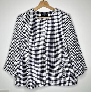 New Talbots Jacket Womens Size 16P Blue White Houndstooth Full Zip Blazer $179 - Picture 1 of 8