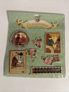 Maria Engelbreit Ink Friendship Paper Covered Magnet Set 1998 Neu Michel & Co - Bild 1 von 3