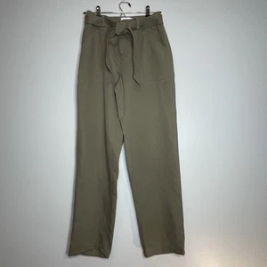 THE WHITE COMPANY White Label Women's Linen Blend Belted Pants Olive Green Sz 2 - Picture 1 of 8