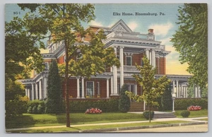 Postal de lino de Elks Home Bloomsburg Pennsylvania - Imagen 1 de 2
