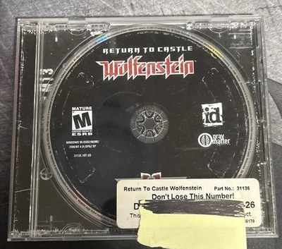 Wolfenstein PC Game Compact Disc Return to Castle 2001 Windows Activision w Code - Image 1 of 3
