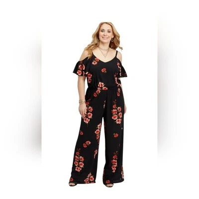 Mono negro floral Maurice's para mujer talla 1X Foto 1 de 4