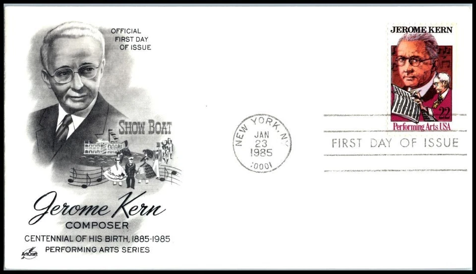 1985 Jerome Kern musical composer performing arts Sc 2110 FDC ArtCraft cachet - Image 1 of 1