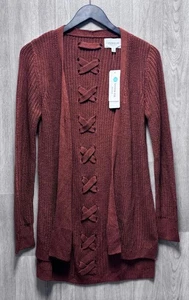 Cardigan donna aperto incrociato maglia ruggine Pinque Stitch Fix taglia small - Foto 1 di 2