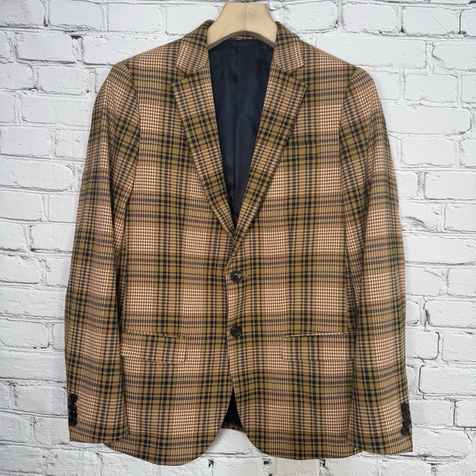 Blazer Clásico Scotch & Soda Para Hombres Talla S Marrón Glen Check Chaqueta de 2 Botones Forrada Foto 1 de 4