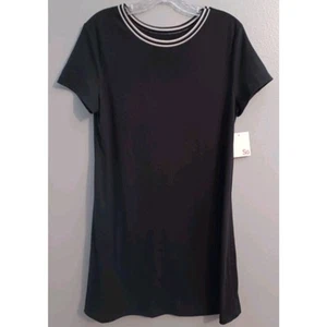 SO by Kohls Juniors Girls Size Large Midi Black Dress White Stripe Neckline NWT - Picture 1 of 6