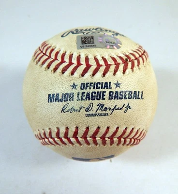 2020 Milwaukee Brewers Pirates Game Used Baseball Mark Mathias 1 Career Double - Image 1 of 4