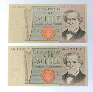 COPPIA CONSECUTIVE 1000 LIRE G. VERDI 1° TIPO DECR. MIN. 30/05/1981 FDS - Picture 1 of 3