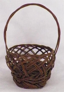 Antique Sewing Basket Wicker Brown Handle Medium Victorian Open Weave AS IS COND - Picture 1 of 1