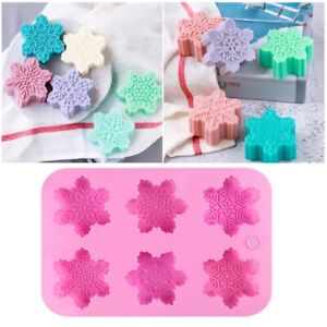 6-Cavity Snowflake Shaped Christmas DIY Handmade Soap Silicone Candle Deco Mold