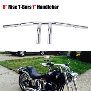 Barras en T retroceso elevación cromo 8"" grasa 1"" manillar arrastre para Harley FL - Imagen 1 de 18