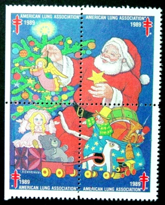 EE. UU., Santa 1989 Test Design Block (Green's), Perf 12 1/2 3S, 89-T6, MNH Foto 1 de 3