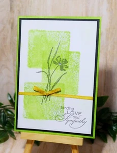 White Sending Love And Sympathy Handmade Card Stampin' Up! Flower & Bow - Picture 1 of 1