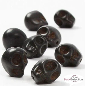 25 GROSSE SCHÄDELPERLEN 15 mm SYNTHETISCH HOWLITE SCHWARZ SCHMUCKHERSTELLUNG MSC12 - Bild 1 von 2