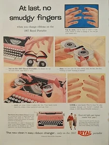 1956 Pink Royal Quiet Deluxe Typewriter Print Ad, Retro Art Unique  - Picture 1 of 1