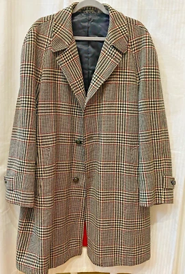 Vtg Cye Martin - Mens Long Checkered VIRGIN WOOL COAT - UK  STYLED 48 - STUNNING - Image 1 of 4