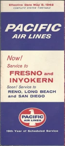 Pacific Air Lines system timetable 5/8/62 [8021] Buy 4+ save 25% - Picture 1 of 1