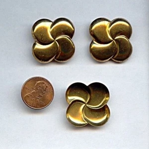 6pcs VINTAGE BRASS SWIRL 4 LEAF CLOVER CONCAVED FLAT BACK 25mm. FINDINGS 1063 - Picture 1 of 1