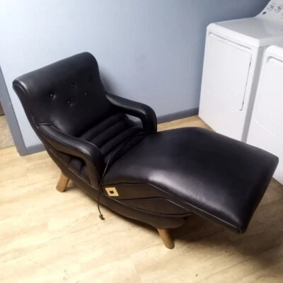 Chaise Spa Lounge Chair Electric Tilt Roller Black Faux Leather - Image 1 of 4