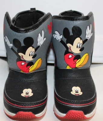 Disney Mickey Mouse Botas de Nieve Niño Pequeño Talla 6 Rojo Negro 28 Cierre de Gancho/Bucle Foto 1 de 4