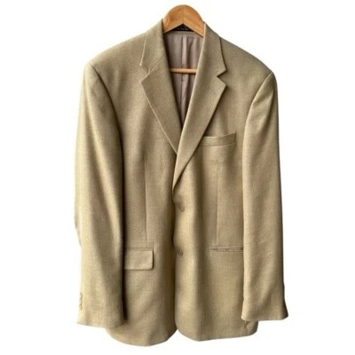 Andrew Fezza Blazer Chaqueta Abrigo Prendas exteriores Tostado Seda Mezcla Lana Preppy Hombres 41 Largo Foto 1 de 4