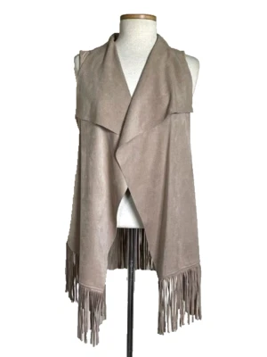 Faux Suede Knit Double Fringe Costume Vest sz M - Image 1 of 3