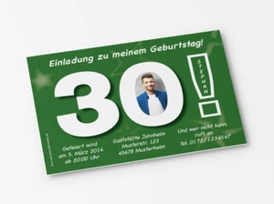 Einladungskarten Geburtstag Einladung -  30. Geburtstag Große 30 grün - Bild 1 von 4