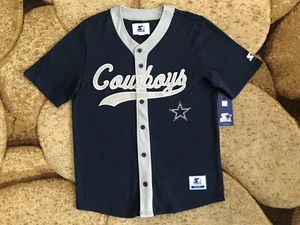 Starter Dallas Cowboys Retro Baseball Style Jersey Mens Size Small Blue NWT - Picture 1 of 7