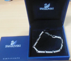 Vintage Swarovski Swan Logo Tennis Bracelet Silver-tone Crystal 7.1/4” Long - Picture 1 of 3
