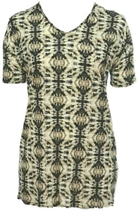 Mini vestido túnica larga con capas traseras ventiladas marrón estampado negro talla grande - Imagen 1 de 2