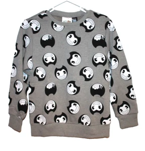 Bendy Allover Faces Graphic Print Gray Sweatshirt Halloween NEW Size Small S NWT - Picture 1 of 2