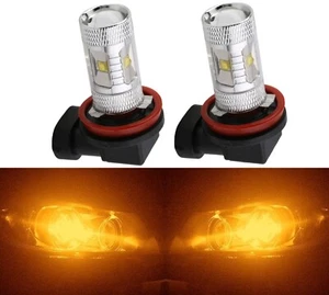 LED 80W H9 Orange Amber Two Bulbs Head Light High Beam Replacement Show Use - Picture 1 of 8