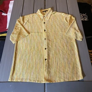 CAMISA DE COLECCIÓN CREMA DE SEDA RAYÓN/MEZCLA DE POLIETILENO MUY SUAVE MULTICOLOR ABSTRACTA PARA HOMBRE 3X - Imagen 1 de 6