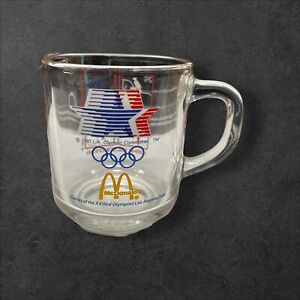 Vintage McDonalds 1984 Olympics Glass Coffee Cup Anchor Hocking Los Angeles USA