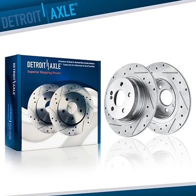 11.81" SOLID REAR Drilled Disc Brake Rotors Kit for Mercedes-Benz C250 C280 C300 - Image 1 of 4