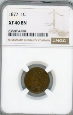 1877 INDIAN HEAD PENNY 1C NGC XF 40 BN - Image 1 of 4
