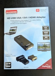 Diamond Multimedia Full HD 1080P USB 2.0 VGA/DVI/HDMI Adapter BVU165 - Picture 1 of 6